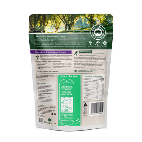 Brookfarm - Gluten Free Cacao Coconut Granola 800g x 6
