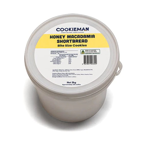 Cookie Man - Bite Size Honey Macadamia Shortbread Bucket 2.3kg (Approx. 380 cookies)