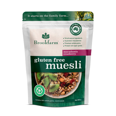 Brookfarm - Gluten Free Macadamia Muesli with Cranberry 950g x 6