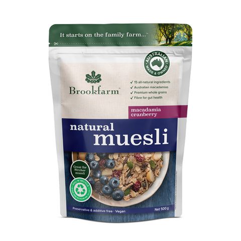 Brookfarm - Natural Macadamia Muesli with Cranberry 500g x 6