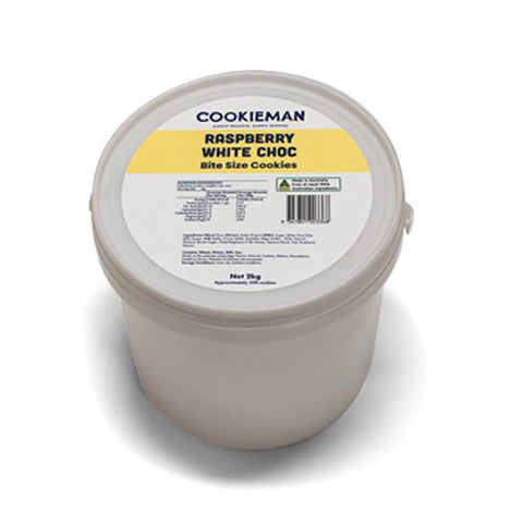 Cookie Man - Bite Size Raspberry White Chocolate Bucket 2.2kg (Approx. 363 cookies)
