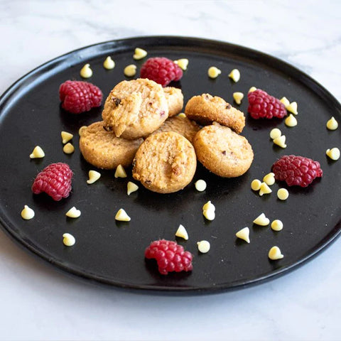 Cookie Man - Bite Size Raspberry White Chocolate Bucket 2.2kg (Approx. 363 cookies)