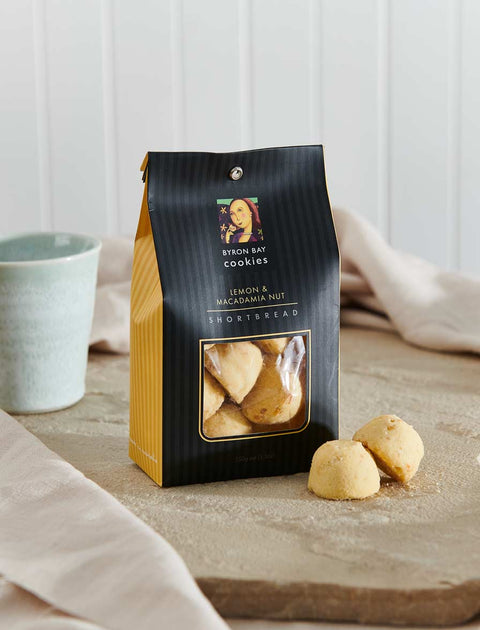 Byron Bay Cookie Company - Classic Gift Bag Lemon Macadamia Nut Shortbread 150g x 12