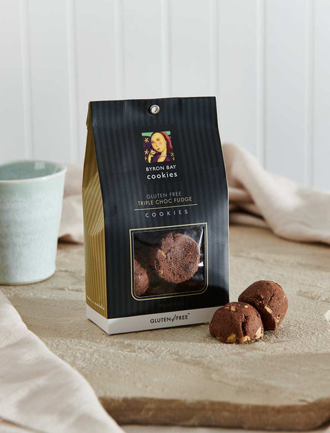 Byron Bay Cookie Company - Classic Gift Bag Gluten Free Triple Choc Fudge Cookies 150g x 12