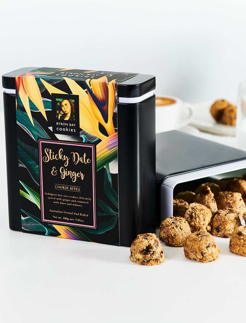 Byron Bay Cookie Company - Gift Tin Sticky Date & Ginger 200g x 6 (BEST BEFORE - 29TH JANUARY 2026)