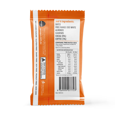 Googys - Natural Protein Bar - Coffee Cocoa (Gluten & Dairy Free) x 12