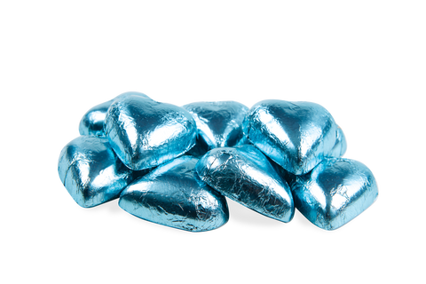 Chocolatier - Wrapped Bulk Milk Chocolate Hearts Ice Blue 5kg Approx. 615