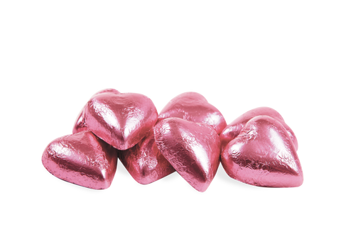 Chocolatier - Wrapped Bulk Milk Chocolate Hearts Pink 5kg Approx. 615