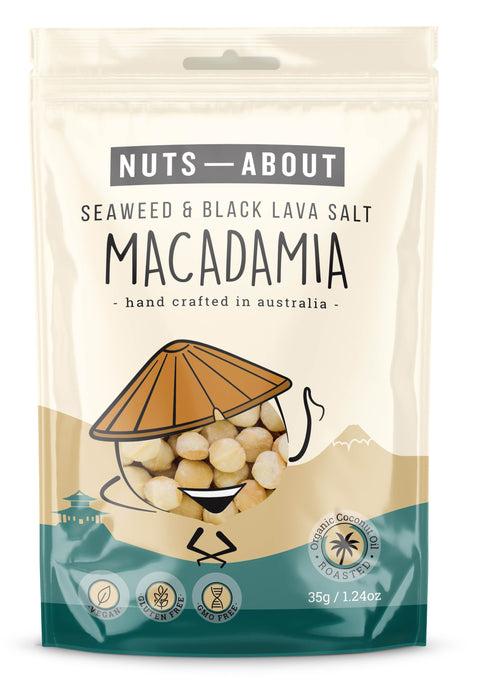 Nuts About - Macadamias - Seaweed & Smoked Black Lava Salt 35g x 12