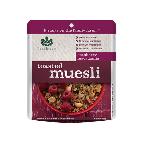 Brookfarm Muesli - Toasted Macadamia Muesli Sachet With Cranberries 50g x 20