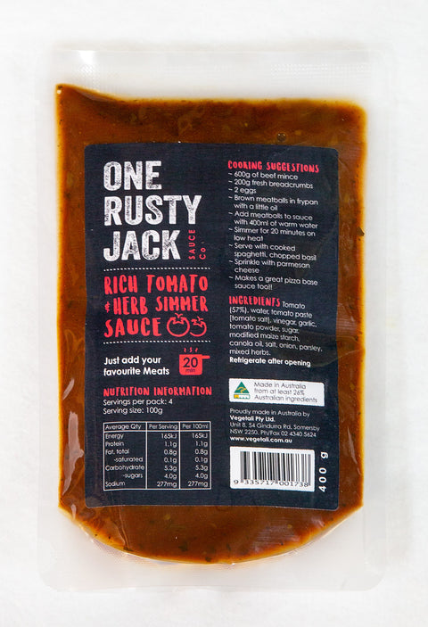 One Rusty Jack Sauce Co - Rich Tomato & Herb Simmer Sauce x 6