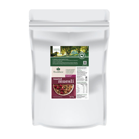 Brookfarm Muesli Food Service Bags - Toasted Macadamia Muesli With Cranberry 5 kg x 2