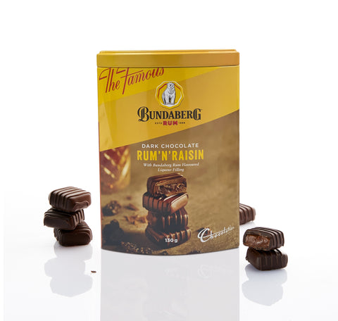 Chocolatier Australia - Bundaberg Rum 'N' Raisin Tin 130g x 12