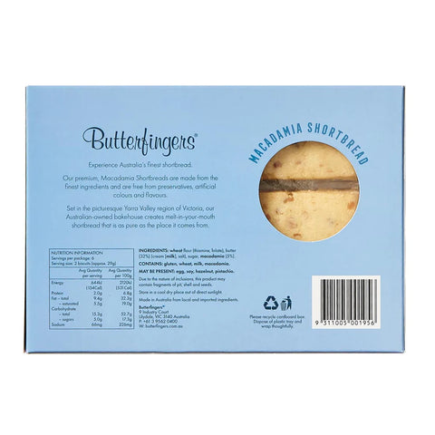 Butterfingers - Pure Butter Macadamia Shortbread Box 175g x 10