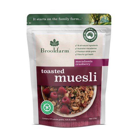 Brookfarm - Toasted Macadamia Muesli with Cranberry 1.3kg x 6