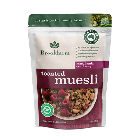 Brookfarm - Toasted Macadamia Muesli with Cranberry 500g x 6