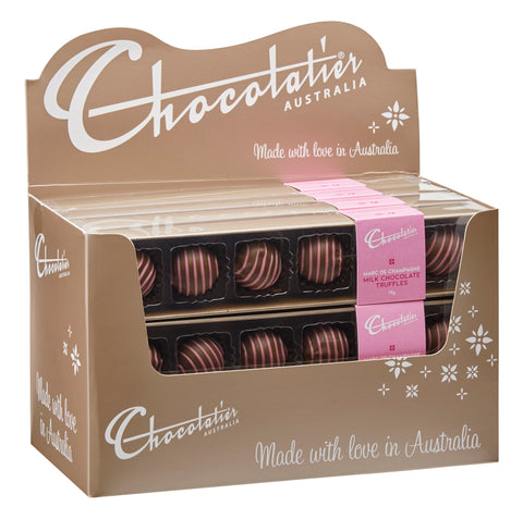 Chocolatier - Milk Chocolate Champagne Truffle Pink Stripe 6 Pack x 12