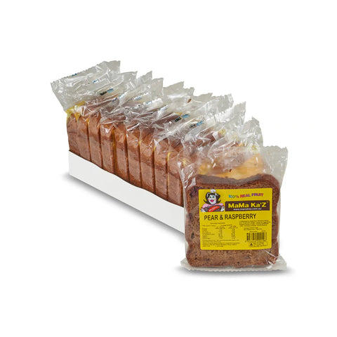 Mama Kaz - Sliced and Individually Wrapped Pear and Raspberry Loaf 140g x 13 slices