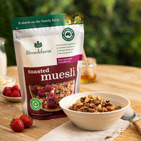 Brookfarm - Toasted Macadamia Muesli with Cranberry 1.3kg x 6