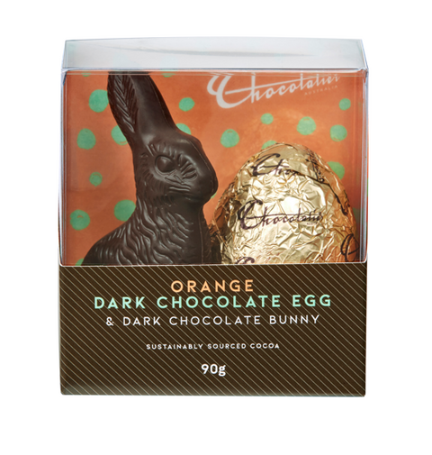 Chocolatier Australia - Orange Dark Egg & Dark Bunny 90g x 12