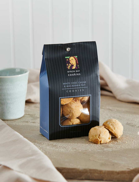 Byron Bay Cookie Company - Classic Gift Bag White Choc Chunk & Macadamia Nut 150g x 12