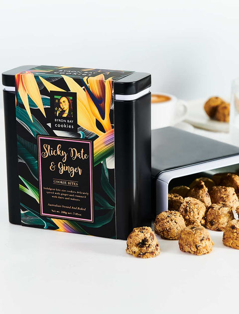Byron Bay Cookie Company - Gift Tin Sticky Date & Ginger 200g x 6