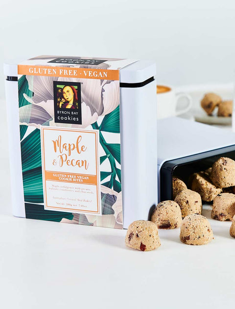 Byron Bay Cookie Company - Gift Tin Gluten Free Vegan Maple Pecan 200g x 6