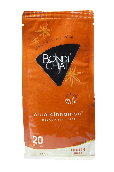 12 x Bondi Chai Retail Pack 200g - Club Cinnamon (Gluten Free) Chai Latte powder Bondi Chai 
