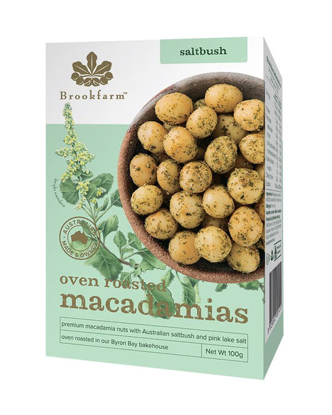 Oven Roasted Macadamias with Saltbush 12 x 100g Nut Mixes Brookfarm 