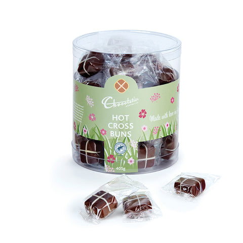 Chocolatier - Individually Wrapped Hot Cross Bun Tub 405g (Approx. 30 Pieces)