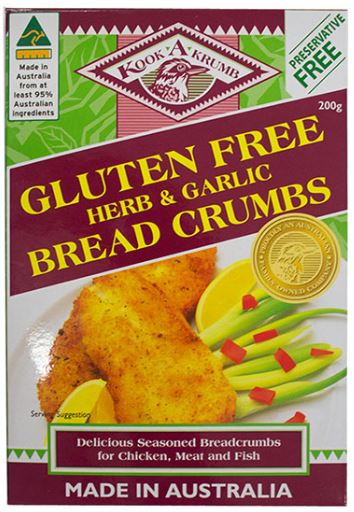 KookaKrumb - Gluten Free Herb & Garlic Breadcrumbs 200g x 12