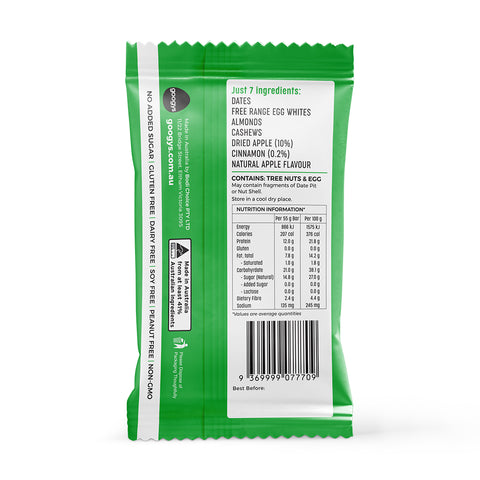 Googys - Natural Protein Bar - Apple Cinnamon (Gluten & Dairy Free) x 12