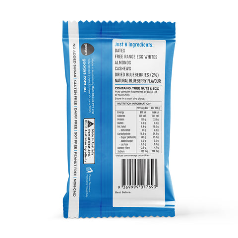Googys - Natural Protein Bar - Blueberry (Gluten & Dairy Free) x 12