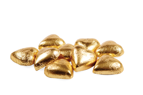 Chocolatier - Wrapped Bulk Chocolate Hearts Plain Gold 5kg (Milk) Approx. 615