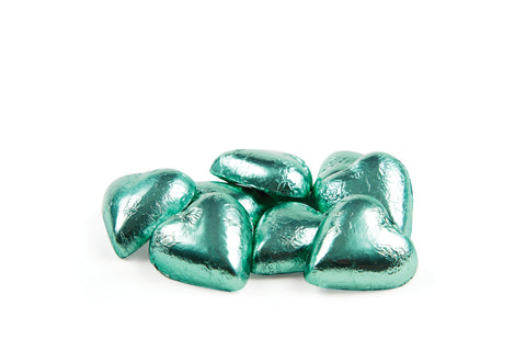 Chocolatier - Bulk Wrapped Milk Chocolate Hearts Mint Green 5kg Approx. 615