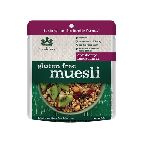 Brookfarm Muesli Sachet - Gluten Free Macadamia Muesli With Cranberry 50g x 20