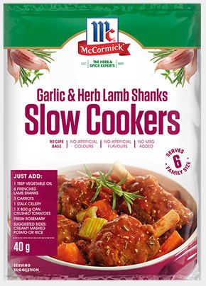 McCormick - Slow Cookers Garlic & Herb Lamb Shanks Recipe Base 40g x 12